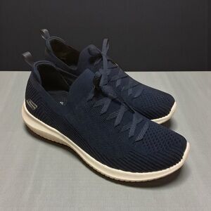 SKECHERS NAVY BLUE KNIT AIR-COOLED MEMORY FOAM SLIP-ON SHOES/ Size 6.5